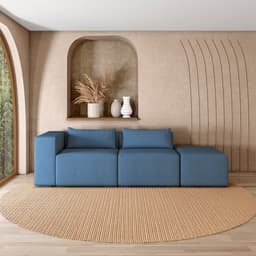 Sofá Versátil Sala de Estar Atlanta 378cm Modulado Linho Azul G52 - Gran Belo