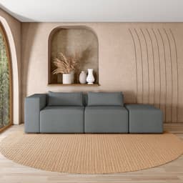 Sofá Versátil Sala de Estar Atlanta 378cm Modulado Linho Grafite G52 - Gran Belo