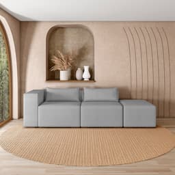 Sofá Versátil Sala de Estar Atlanta 378cm Modulado Veludo Cinza G52 - Gran Belo