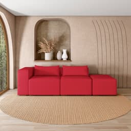 Sofá Versátil Sala de Estar Atlanta 378cm Modulado Veludo Vermelho G52 - Gran Belo