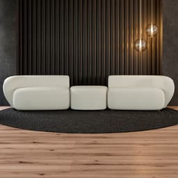 Sofá Versátil Sala de Estar Egito 302cm Modulado Bouclê Branco G52 - Gran Belo