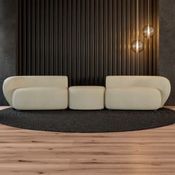 Sofá Versátil Sala de Estar Egito 302cm Modulado Veludo Bege G52 - Gran Belo