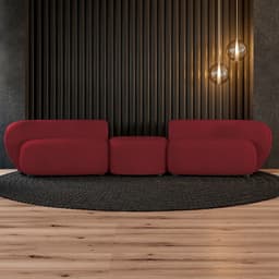 Sofá Versátil Sala de Estar Egito 342cm Modulado Veludo Bordô G52 - Gran Belo