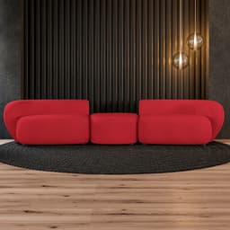 Sofá Versátil Sala de Estar Egito 342cm Modulado Veludo Vermelho G52 - Gran Belo