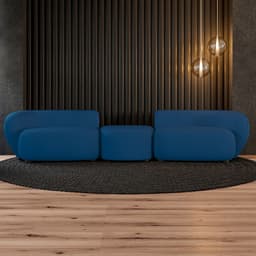 Sofá Versátil Sala de Estar Egito 362cm Modulado Veludo Azul G52 - Gran Belo