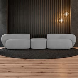 Sofá Versátil Sala de Estar Egito 382cm Modulado Veludo Cinza G52 - Gran Belo