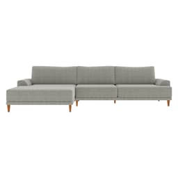 Sofá com Chaise Esquerda 384cm Índico Linho Cinza G52 - Gran Belo