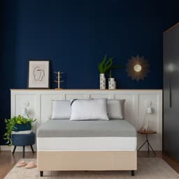 Cama Box Casal Bege com Colchão Guldi Dream Mola Ensacada (30x138x188) Cinza e Branco