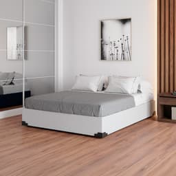 Cama Box Casal Joe Revestimento Sintético Branco com Colchão Guldi Mola Ensacada Original Firme (25x138x188) Azul e Branco