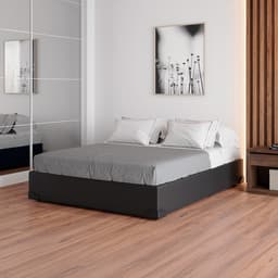 Cama Box Casal Joe Revestimento Sintético Preto com Colchão Guldi Mola Ensacada Original Firme (25x138x188) Azul e Branco