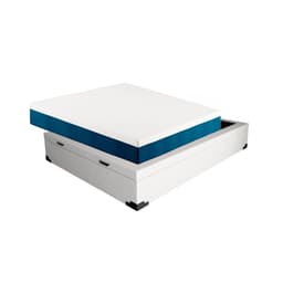 Cama Box Casal Martin Premium Revestimento Sintético Branco com Colchão Guldi Mola Ensacada Guldi Original Firme (25x138x188) Azul e Branco