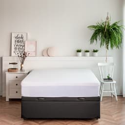 Cama Box Casal Martin Premium Revestimento Sintético Preto com Colchão Guldi Mola Ensacada Original Firme (25x138x188) Azul e Branco