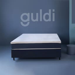Cama Box Casal com Colchão Mola Ensacada Guldi Macio Branco e Azul