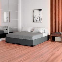 Cama Box King Joe Linho Grafite com Colchão Guldi Dream Mola Ensacada (30x193x203) Cinza e Branco