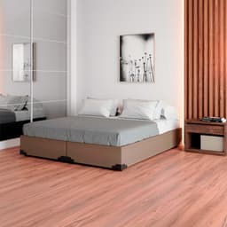 Cama Box King Joe Suede Bege com Colchão Guldi Massageador Quântico Molas Ensacadas (30x193x203) Branco e Bege
