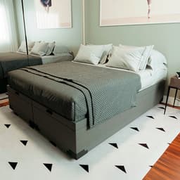 Cama Box King Martin Linho Cinza com Colchão Guldi Dream Mola Ensacada (30x193x203) Cinza e Branco