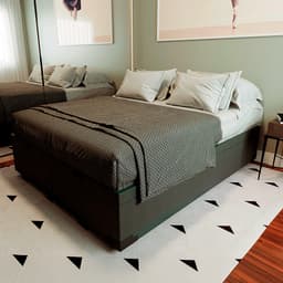 Cama Box King Martin Linho Grafite com Colchão Guldi Dream Mola Ensacada (30x193x203) Cinza e Branco