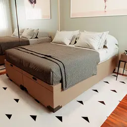 Cama Box King Martin Suede Bege com Colchão Guldi Dream Mola Ensacada (30x193x203) Cinza e Branco