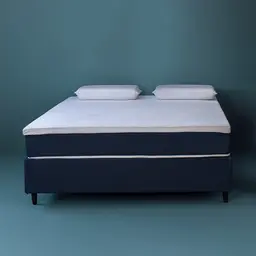 Cama Box King com Colchão Mola Ensacada Guldi Macio e 2 Travesseiros Guldi Nasa Viscoelástico Azul e Branca