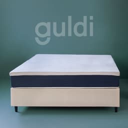 Cama Box King com Colchão Mola Ensacada Macio Guldi Natural e Azul