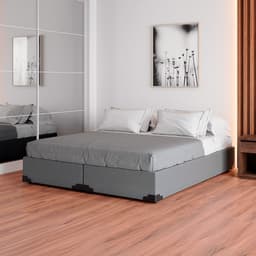 Cama Box Queen Joe Linho Cinza com Colchão Guldi Dream Mola Ensacada (30x158x198) Cinza e Branco