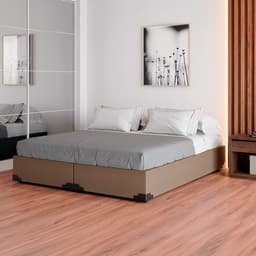 Cama Box Queen Joe Suede Bege com Colchão Guldi Dream Mola Ensacada (30x158x198) Cinza e Branco
