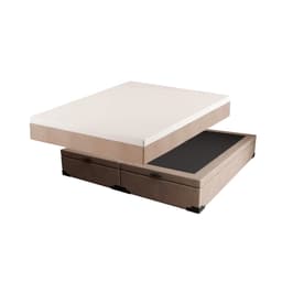 Cama Box Queen Martin Premium Suede Bege com Colchão Guldi Massageador Quântico Molas Ensacadas (30x158x198) Branco e Bege