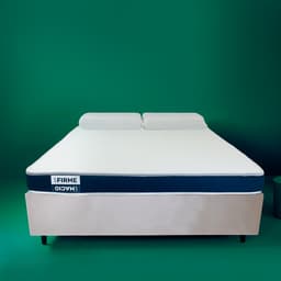 Cama Box Queen com Colchão Espuma D28 Guldi Duplo e 2 Travesseiros Guldi Nasa Viscoelástico Natural, Azul e Branco