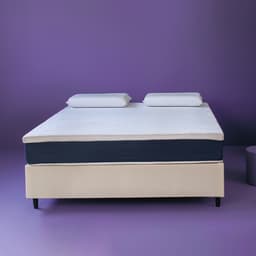 Cama Box Queen com Colchão Mola Ensacada Guldi Firme e 2 Travesseiros Guldi Nasa Viscoelástico Natural, Azul e Branco