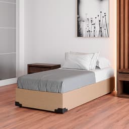 Cama Box Solteiro Joe Linho Bege com Colchão Guldi Massageador Quântico Molas Ensacadas (30x88x188) Branco e Bege