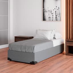 Cama Box Solteiro Joe Linho Cinza com Colchão Guldi Dream Mola Ensacada (30x88x188) Cinza e Branco