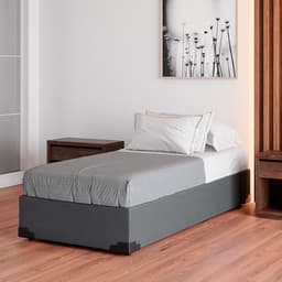Cama Box Solteiro Joe Linho Grafite com Colchão Guldi Dream Mola Ensacada (30x88x188) Cinza e Branco