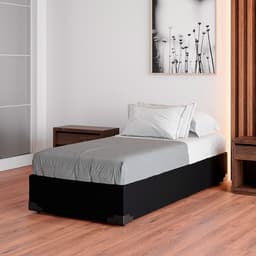 Cama Box Solteiro Joe Suede Preto com Colchão Guldi Duplo Plus D28 (16x88x188) Branco e Azul