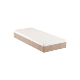 Cama Box Solteiro Martin Premium Suede Bege com Colchão Guldi Massageador Quântico Molas Ensacadas (30x88x188) Branco e Bege