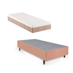 Cama Box Solteiro com Colchão Guldi Comfort com Massageador Quântico Molas Ensacadas (30x88x188) Bege e Branco