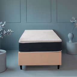 Cama Box Solteiro com Colchão Mola Ensacada Firme Guldi Natural e Azul