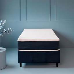 Cama Box Solteiro com Colchão Mola Ensacada Guldi Firme II Branco e Azul