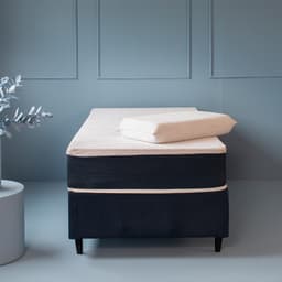 Cama Box Solteiro com Colchão Mola Ensacada Guldi Macio e 1 Travesseiro Guldi Nasa Viscoelástico Azul e Branco