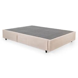 Cama Box Viúva com Guarda Objetos Bege com Colchão Guldi Dream Mola Ensacada (30x128x188) Cinza e Branco