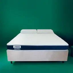 Cama Box com Colchão Queen Guldi Duplo D28 e 2 Travesseiros Guldi Soft Nasa Branco e Bege