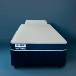 Cama Box com Colchão Solteiro Guldi Duplo D28 e 1 Travesseiro Guldi Soft Nasa Branco e Azul