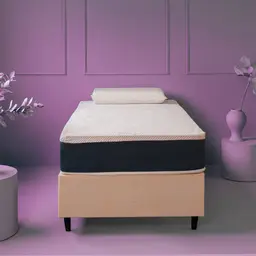 Cama Box com Colchão Viúva Firme Mola Ensacada e Travesseiro Soft Nasa Guldi Cru