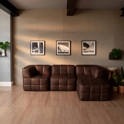 Sofá Guldi Popup com 2 Módulos Canto Central e Puff Corino Café