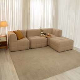 Sofá Guldi Popup com 2 Módulos Canto Central e Puff Linho Bege