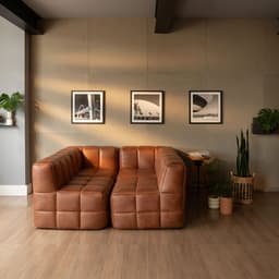 Sofá Guldi Popup com 2 Módulos Canto e 2 Centrais Corino Caramelo