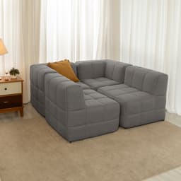 Sofá Guldi Popup com 2 Módulos Canto e 2 Centrais Linho Cinza