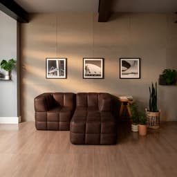 Sofá Guldi Popup com 2 Módulos Canto e Puff Corino Café