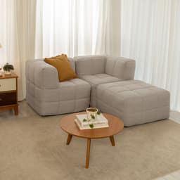 Sofá Guldi Popup com 2 Módulos Canto e Puff Linho Cru