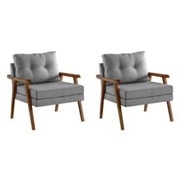 Conjunto com 2 Poltronas Antonella Linho Cinza