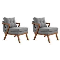Conjunto com 2 Poltronas Sophia Linho Cinza